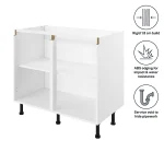 S&S True Handleless White Kitchen Cabinet Base Unit (H)720mm (W)900mm (D)570mm - Image 2