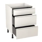 S&S Gloss White J-Pull Drawer Kitchen Cabinet Base (H)720mm (W)600mm (D)570mm - Image 2