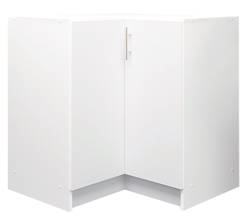 jd-greta-kitchen-base-corner-unit-800mm-cabinet-with-doors-80cm-white-matt~5060925060164_01c_MP S&S Cabinets with Handles White Matt Kitchen Cabinet L-Corner Base Unit Depth 300mm (W)800mm - Image 1