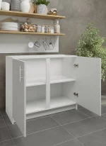 S&S Cabinets with Handles White Gloss Kitchen Cabinet Base Unit (H)720mm (W)1000mm (D)570mm - Image 2