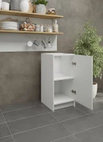 S&S Cabinets with Handles White Gloss Kitchen Cabinet Base Unit (H)720mm (W)400mm (D)570mm - Image 2