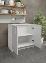 S&S Cabinets with Handles White Gloss Kitchen Cabinet Base Unit (H)720mm (W)800mm (D)570mm - Image 2