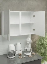 S&S Cabinets with Handles White Gloss Kitchen Cabinet Wall Unit (H)720mm (W)900mm (D)300mm - Image 2