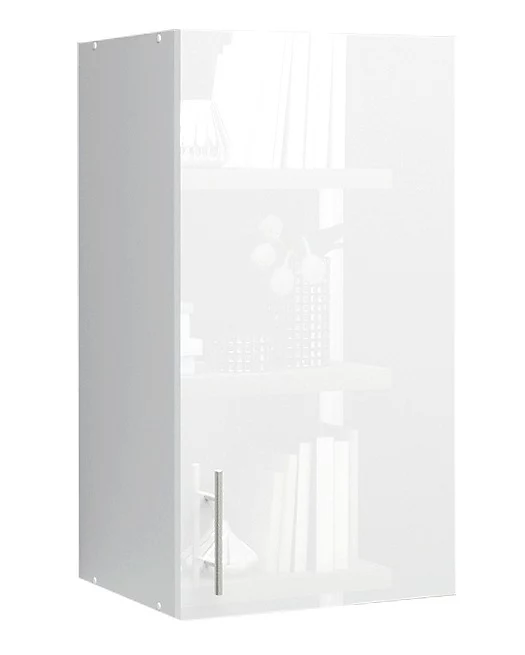 jd-greta-kitchen-wall-unit-400mm-storage-cabinet-with-doors-and-shelf-40cm-white-gloss5060925061222_01c_MP S&S Cabinets with Handles White Gloss Kitchen Cabinet Wall Unit (H)720mm (W)450mm (D)300mm - Image 1
