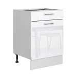S&S Cabinets with Handles White Gloss Kitchen Cabinet Drawer Base Unit (H)720mm (W)600mm (D)570mm